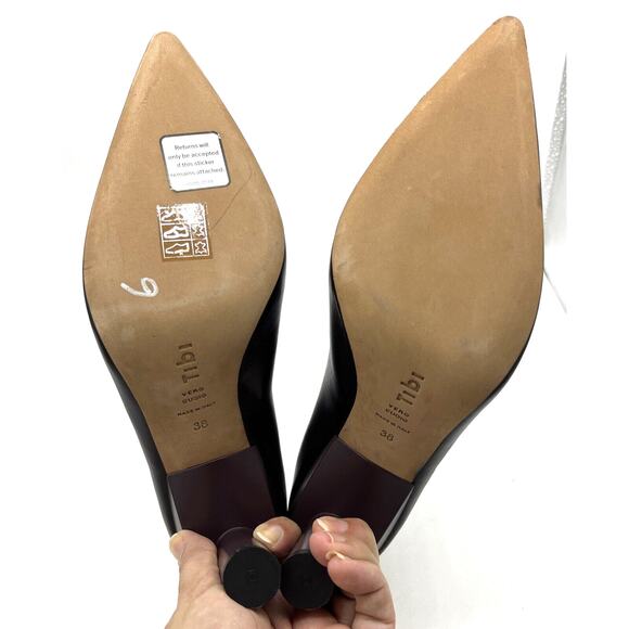 TIBI Theo Ankle Bootie Plum Lambskin Cylinder Stacked Heel Size US 8 / EUR 38 - Picture 7 of 11